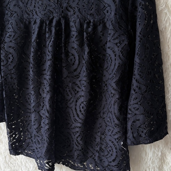 LOFT Midnight Navy Blue Lace Blouse - Picture 10 of 10
